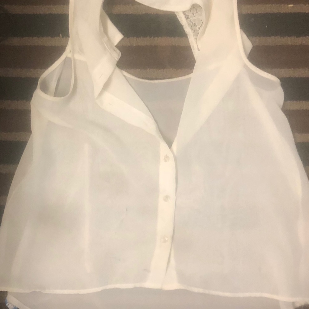 See through lace back blouse
